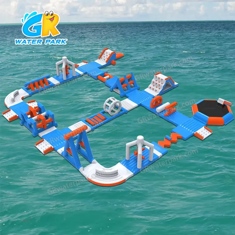 GW-022 Commercial Inflatable Water Park for Sale &ndash; Floating Obstacle Course with Climbing & Slide