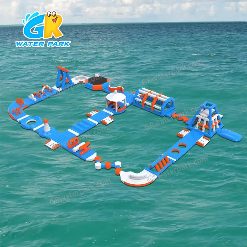 GW-023 TUV-Certified Inflatable Water Park for Sale &ndash; Large Floating Aqua Adventure with Obstacle Course