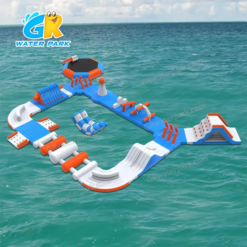 GW-024 Mid-Sized Inflatable Water Park for Sale &ndash; Floating Obstacle Course with Giant Slide