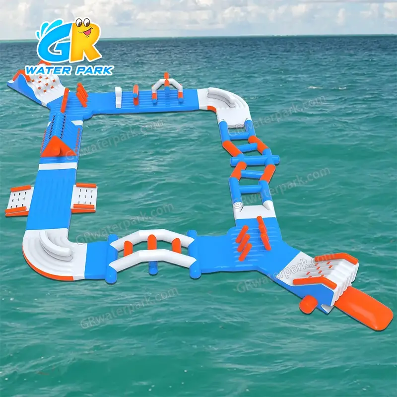 GW-201 Medium Floating Inflatable Aqua Park for Sale &ndash; Blue & Orange Water Obstacle Course
